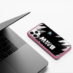 Чехол iPhone 11 Pro матовый BMW GRUNGE БМВ ГРАНЖ, цвет: 3D-малиновый — фото 2