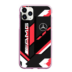 Чехол iPhone 11 Pro матовый MERCEDES-BENZ AMG GEOMETRY STRIPES RED, цвет: 3D-розовый