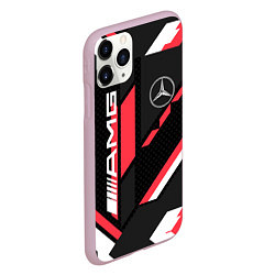 Чехол iPhone 11 Pro матовый MERCEDES-BENZ AMG GEOMETRY STRIPES RED, цвет: 3D-розовый — фото 2