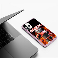 Чехол iPhone 11 Pro матовый ROBLOX FIRE РОБЛОКС ОГОНЬ ПОЖАРНЫЙ, цвет: 3D-розовый — фото 2