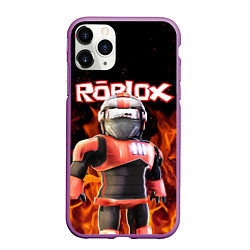 Чехол iPhone 11 Pro матовый ROBLOX FIRE РОБЛОКС ОГОНЬ ПОЖАРНЫЙ, цвет: 3D-фиолетовый
