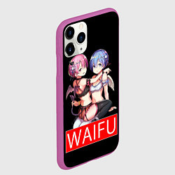 Чехол iPhone 11 Pro матовый Рем и рам вайфу Re zero ahegao, цвет: 3D-фиолетовый — фото 2