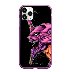 Чехол iPhone 11 Pro матовый Evangelion Eva 01, цвет: 3D-фиолетовый