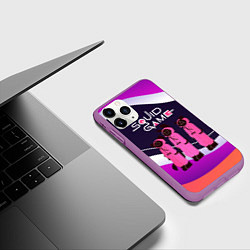 Чехол iPhone 11 Pro матовый Трое из сериала Игра в кальмара, цвет: 3D-фиолетовый — фото 2