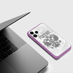 Чехол iPhone 11 Pro матовый Герб России, цвет: 3D-фиолетовый — фото 2