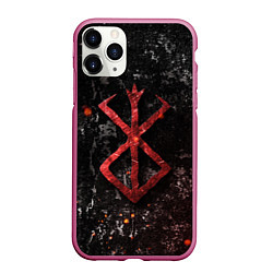 Чехол iPhone 11 Pro матовый BERSERK LOGO GRUNGE RED, цвет: 3D-малиновый