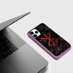 Чехол iPhone 11 Pro матовый BERSERK LOGO GRUNGE RED, цвет: 3D-фиолетовый — фото 2
