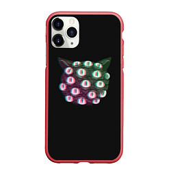 Чехол iPhone 11 Pro матовый Космический Кот Монстр, цвет: 3D-красный