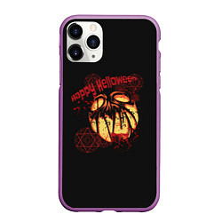 Чехол iPhone 11 Pro матовый Happy-Halloween, цвет: 3D-фиолетовый