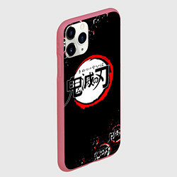 Чехол iPhone 11 Pro матовый КЛИНОК РАССЕКАЮЩИЙ ДЕМОНОВ БРЫЗГИ КРАСОК, цвет: 3D-малиновый — фото 2