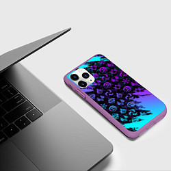 Чехол iPhone 11 Pro матовый GENSHIN NEON PATTERN SYMBOL НЕОН ЭМБЛЕМЫ, цвет: 3D-фиолетовый — фото 2