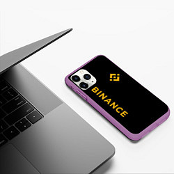 Чехол iPhone 11 Pro матовый БИНАНС ЛОГО КАРБОН BINANCE LOGO, цвет: 3D-фиолетовый — фото 2