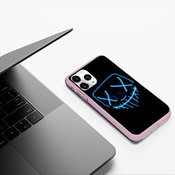 Чехол iPhone 11 Pro матовый Неоновая маска Хэллоуина, цвет: 3D-розовый — фото 2