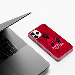 Чехол iPhone 11 Pro матовый Squid game, цвет: 3D-малиновый — фото 2