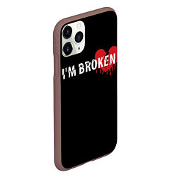 Чехол iPhone 11 Pro матовый Im broken с разбитым сердцем, цвет: 3D-коричневый — фото 2
