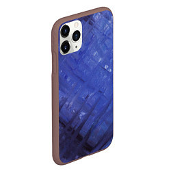 Чехол iPhone 11 Pro матовый Синие акварельные мазки, цвет: 3D-коричневый — фото 2