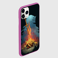 Чехол iPhone 11 Pro матовый Witcher 3 костер, цвет: 3D-фиолетовый — фото 2