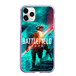 Чехол iPhone 11 Pro матовый Battlefield 2042 игровой арт, цвет: 3D-светло-сиреневый