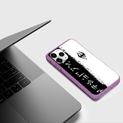Чехол iPhone 11 Pro матовый THE ELDER SCROLLS SKYRIM FUS RO DAH ЧЁРНО БЕЛЫЙ, цвет: 3D-фиолетовый — фото 2