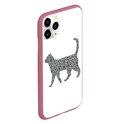 Чехол iPhone 11 Pro матовый QR - кот, цвет: 3D-малиновый — фото 2