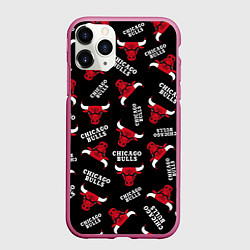 Чехол iPhone 11 Pro матовый CHICAGO BULLS БЫКИ УЗОР, цвет: 3D-малиновый