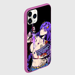 Чехол iPhone 11 Pro матовый Сегун Райден балл модная с мечом genshin impact, цвет: 3D-фиолетовый — фото 2