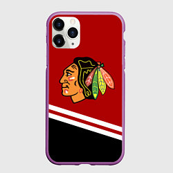 Чехол iPhone 11 Pro матовый Chicago Blackhawks, NHL, цвет: 3D-фиолетовый
