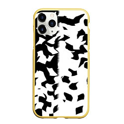 Чехол iPhone 11 Pro матовый Черно-белый камуфляж, цвет: 3D-желтый