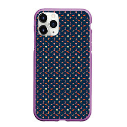 Чехол iPhone 11 Pro матовый Новогодний фон, цвет: 3D-фиолетовый