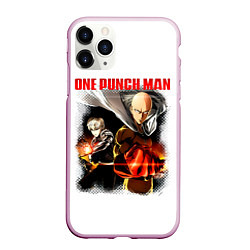 Чехол iPhone 11 Pro матовый Сайтама и Генос One Punch-Man, цвет: 3D-розовый