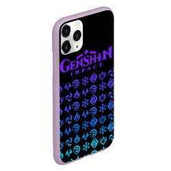 Чехол iPhone 11 Pro матовый GENSHIN IMPACT ЭМБЛЕМЫ NEON, цвет: 3D-сиреневый — фото 2
