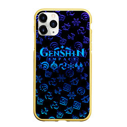 Чехол iPhone 11 Pro матовый Genshin Impact NEON PATTERN SYMBOL, цвет: 3D-желтый