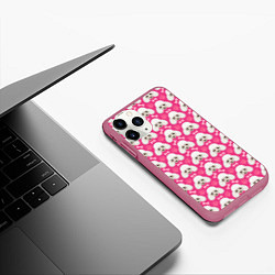 Чехол iPhone 11 Pro матовый Собака Пудель, цвет: 3D-малиновый — фото 2