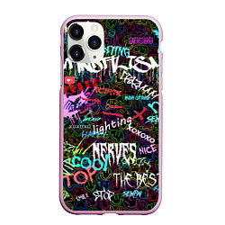 Чехол iPhone 11 Pro матовый Neon graffiti Smile, цвет: 3D-розовый