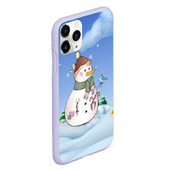 Чехол iPhone 11 Pro матовый Веселый Снеговичок, цвет: 3D-светло-сиреневый — фото 2