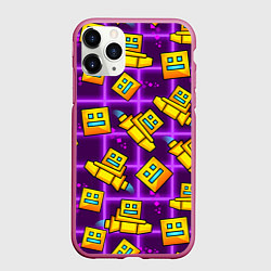 Чехол iPhone 11 Pro матовый Geometry Dash: Violet Space, цвет: 3D-малиновый