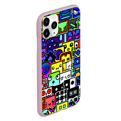 Чехол iPhone 11 Pro матовый Geometry Dash: All Skins, цвет: 3D-розовый — фото 2