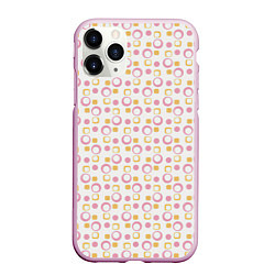 Чехол iPhone 11 Pro матовый Векторные круги, цвет: 3D-розовый
