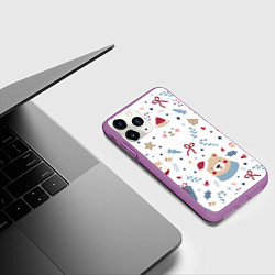 Чехол iPhone 11 Pro матовый Забавный Новый Год, цвет: 3D-фиолетовый — фото 2