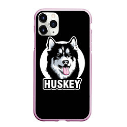 Чехол iPhone 11 Pro матовый Собака Хаски Husky, цвет: 3D-розовый