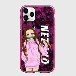 Чехол iPhone 11 Pro матовый НЕЗУКО, КЛИНОК РАССЕКАЮЩИЙ ДЕМОНОВ, цвет: 3D-малиновый