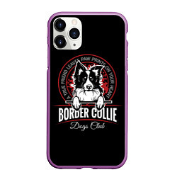 Чехол iPhone 11 Pro матовый Бордер-Колли Border Collie, цвет: 3D-фиолетовый