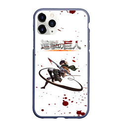 Чехол iPhone 11 Pro матовый Атака Микаса с брызгами - Атака на титанов, цвет: 3D-серый