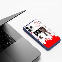 Чехол iPhone 11 Pro матовый Doomguy vs Cyberdemon спина, цвет: 3D-тёмно-синий — фото 2