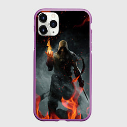 Чехол iPhone 11 Pro матовый TES SKYRIM DOVAHKIN FLAME ДРАКОНОРОЖДЕННЫЙ, цвет: 3D-фиолетовый