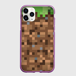 Чехол iPhone 11 Pro матовый ЗЕМЛЯ DIRT MINECRAFT, цвет: 3D-фиолетовый