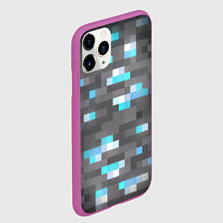 Чехол iPhone 11 Pro матовый АЛМАЗНАЯ РУДА DIAMOND ORE MINCRAFT, цвет: 3D-фиолетовый — фото 2