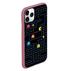 Чехол iPhone 11 Pro матовый Пиксельный Пакман, цвет: 3D-малиновый — фото 2