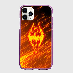 Чехол iPhone 11 Pro матовый СКАЙРИМ ОГЕННЫЙ ДРАКОН ЛОГО TES, цвет: 3D-фиолетовый