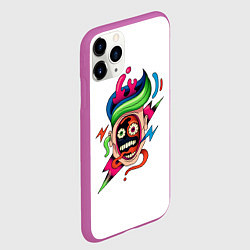 Чехол iPhone 11 Pro матовый Комичное Лицо - Абстрактные Фигуры Модерн, цвет: 3D-фиолетовый — фото 2
